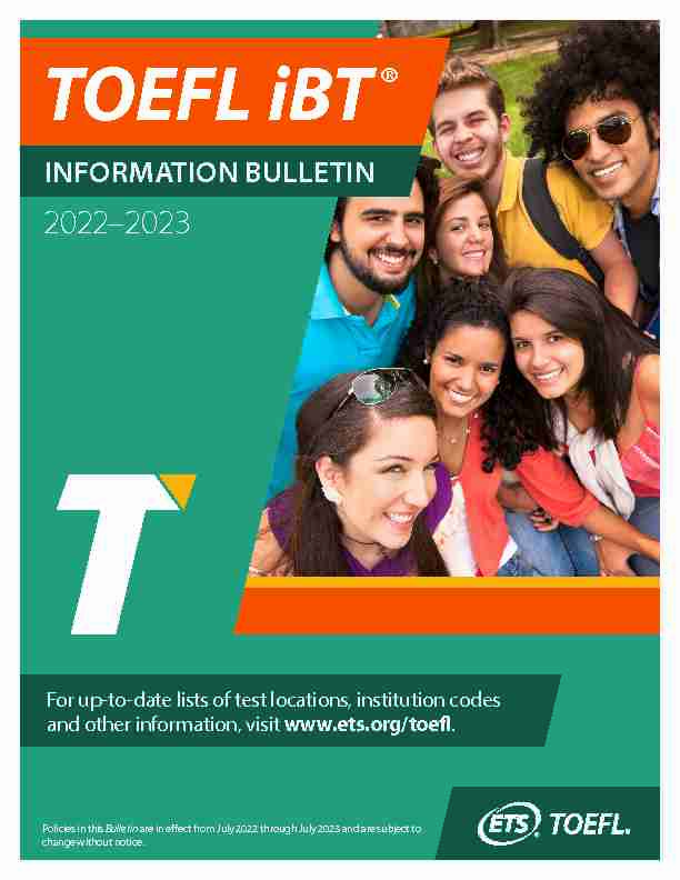 TOEFL iBT Information Bulletin 2022-2023