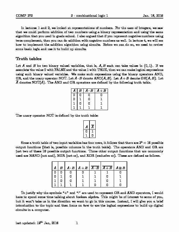 Truth tables