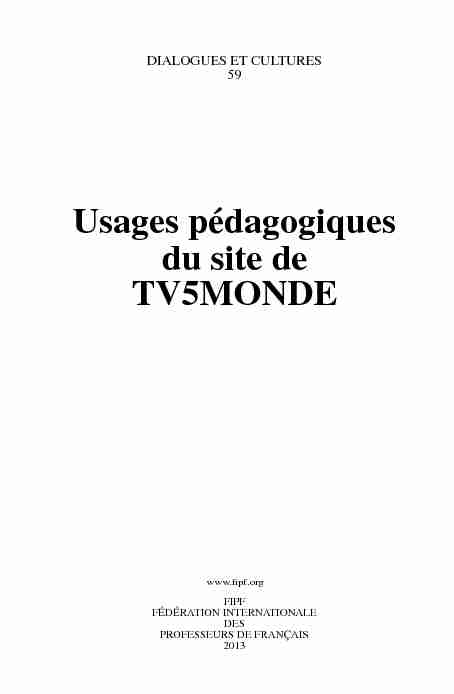 [PDF] Usages pédagogiques du site de TV5MONDE - Fédération