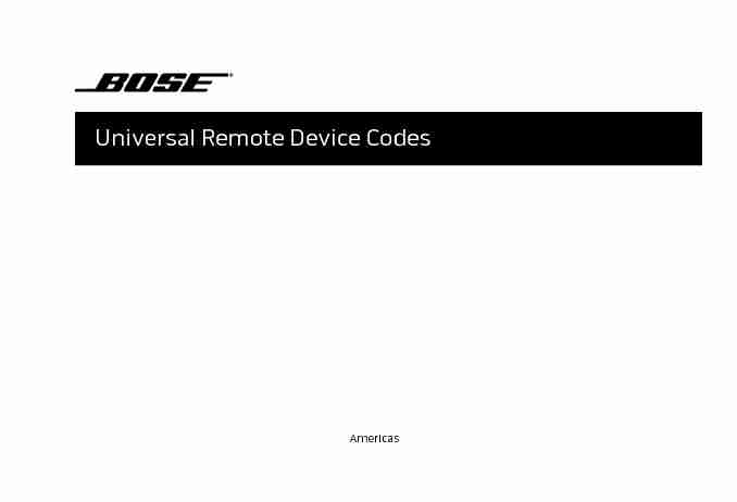 Universal Remote Device Codes