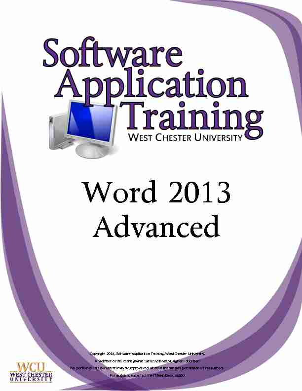 [PDF] Advanced Word 2010 Word 2013 Advanced - West Chester University
