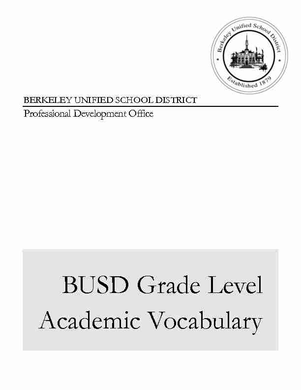 [PDF] BUSD Grade Level Academic Vocabulary - Berkeley Unified School