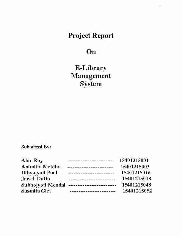 Project Report On E-Library Management System