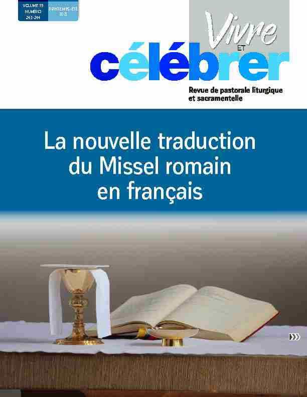 [PDF] La nouvelle traduction du Missel romain en français