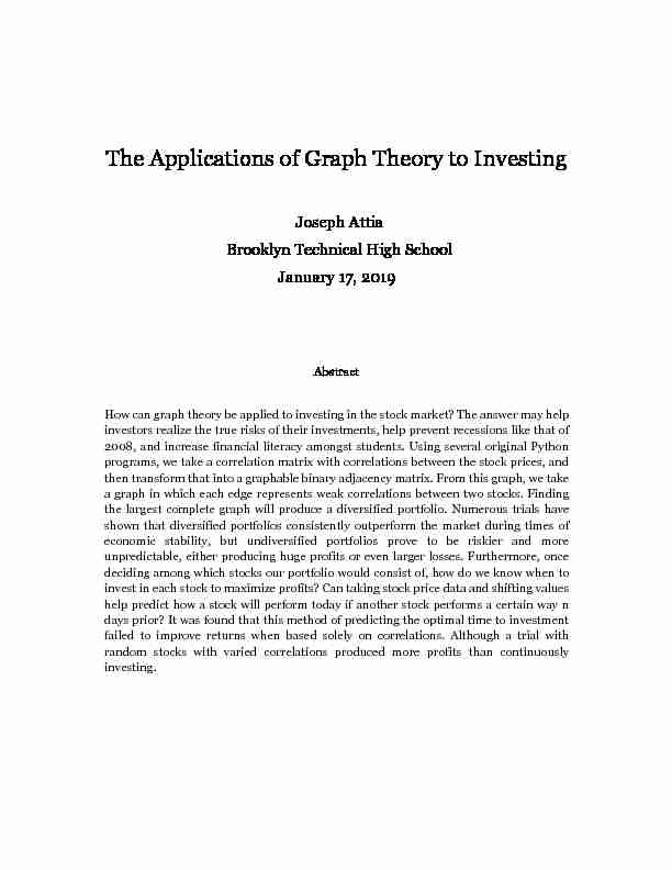 The Applications of Graph Theory to Investing