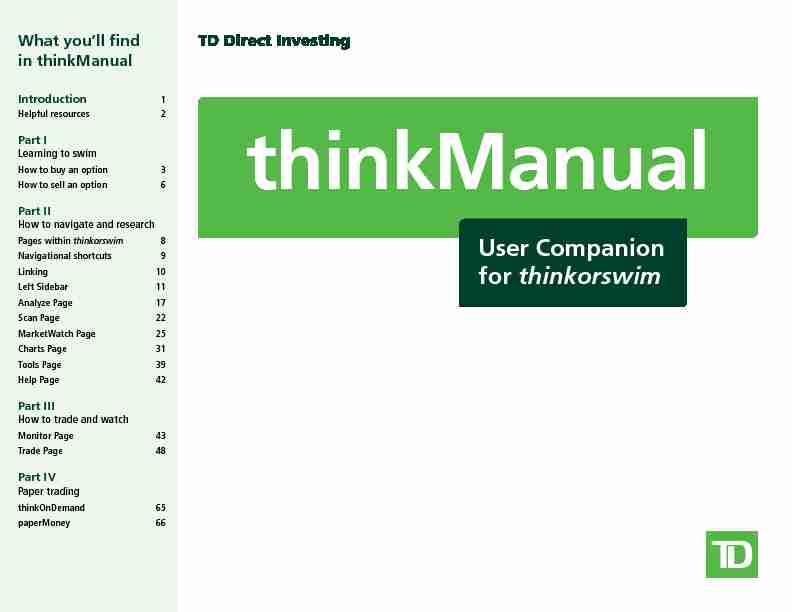 [PDF] User Companion for thinkorswim - TD Bank
