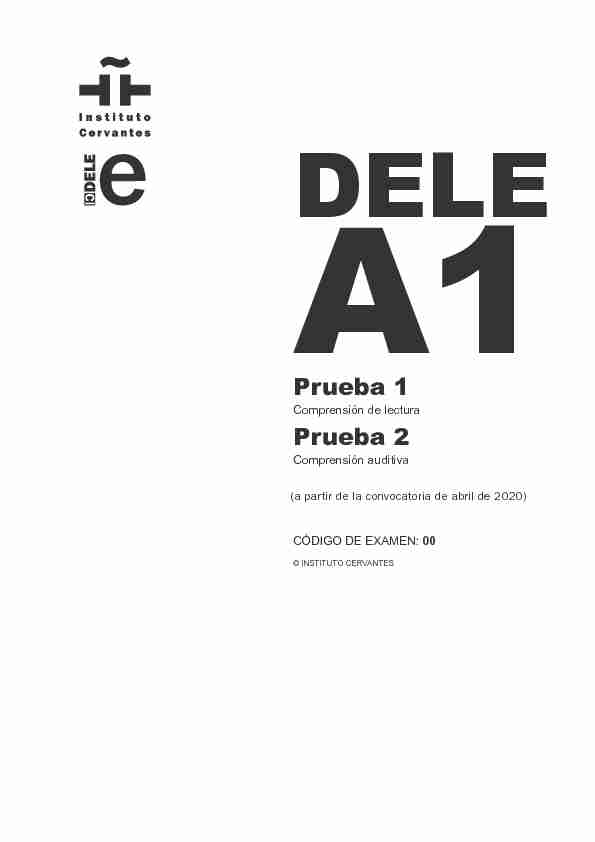 [PDF] Modelo de examen DELE A1 - Instituto Cervantes