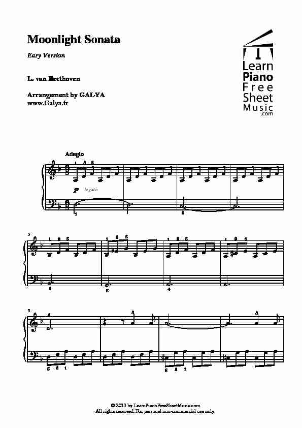 [PDF] Moonlight Sonata - Learn Piano Free Sheet Music