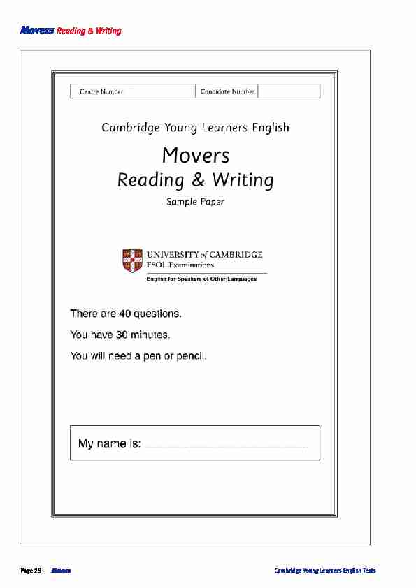 [PDF] Movers Reading & Writing