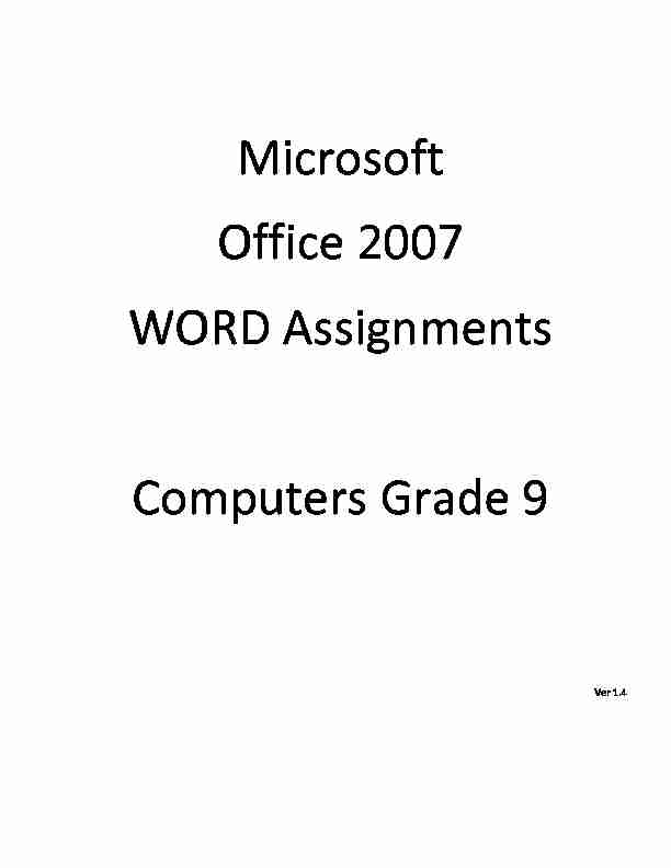 [PDF] Microsoft Office 2007 WORD Assignments Computers Grade 9