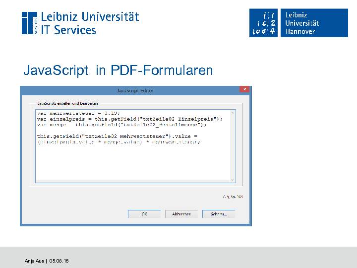 JavaScript in PDF-Formularen
