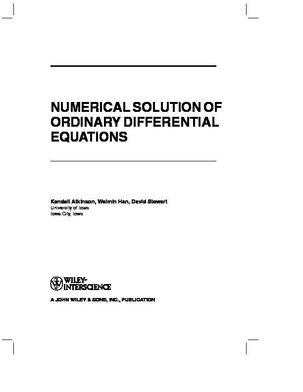 [PDF] NUMERICAL SOLUTION OF ORDINARY DIFFERENTIAL EQUATIONS