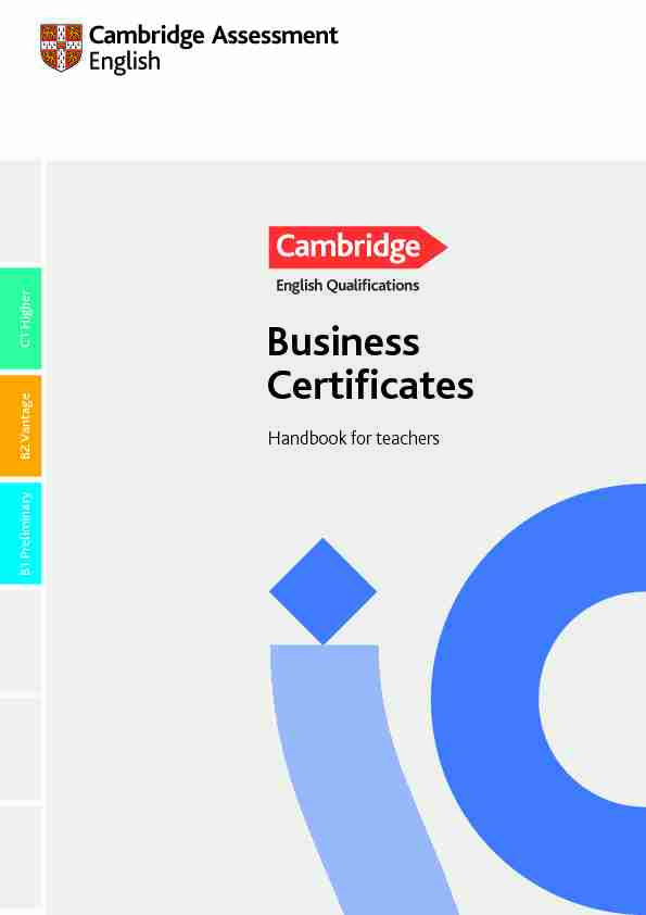 Business Certificates - Handbook for teachers