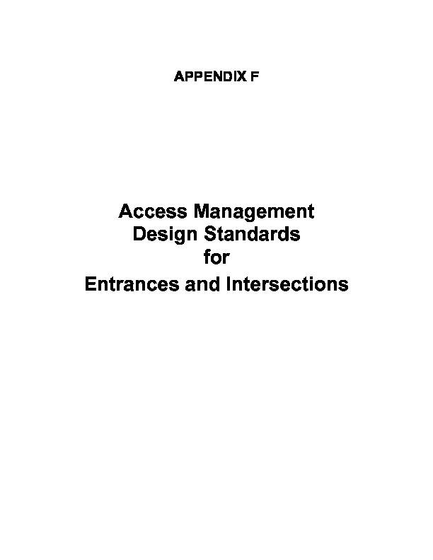 Access Management Design Standards for Entrances and