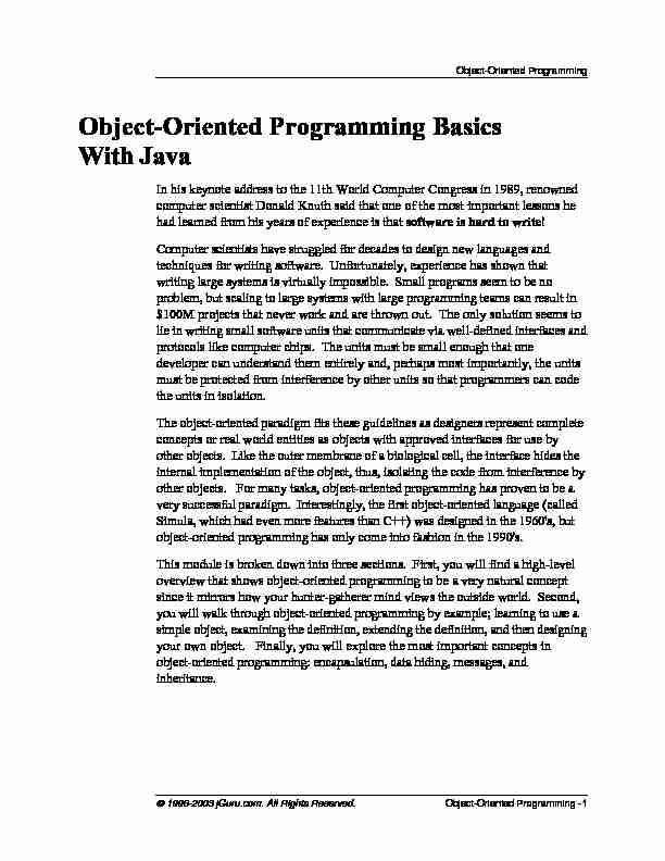 Object-Oriented Programming Basics With Java
