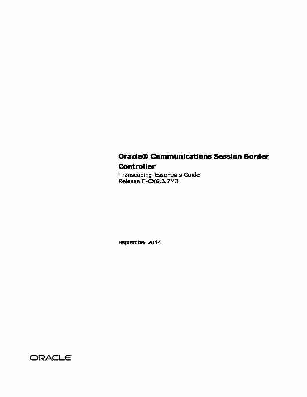 [PDF] Oracle® Communications Session Border Controller
