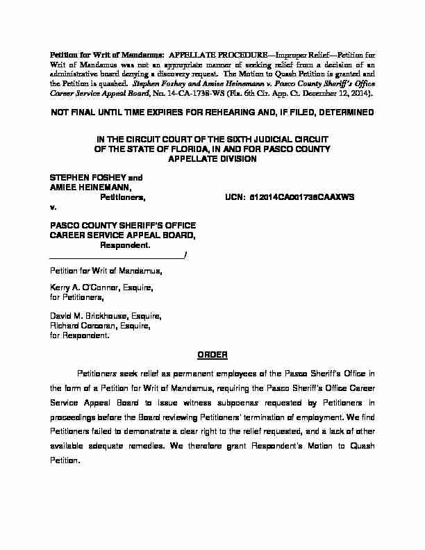 [PDF] Petition for Writ of Mandamus - Sixth Judicial Circuit
