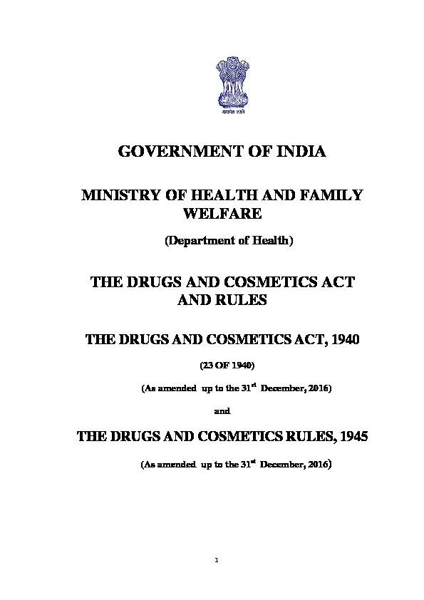 the drugs and cosmetics act and rules