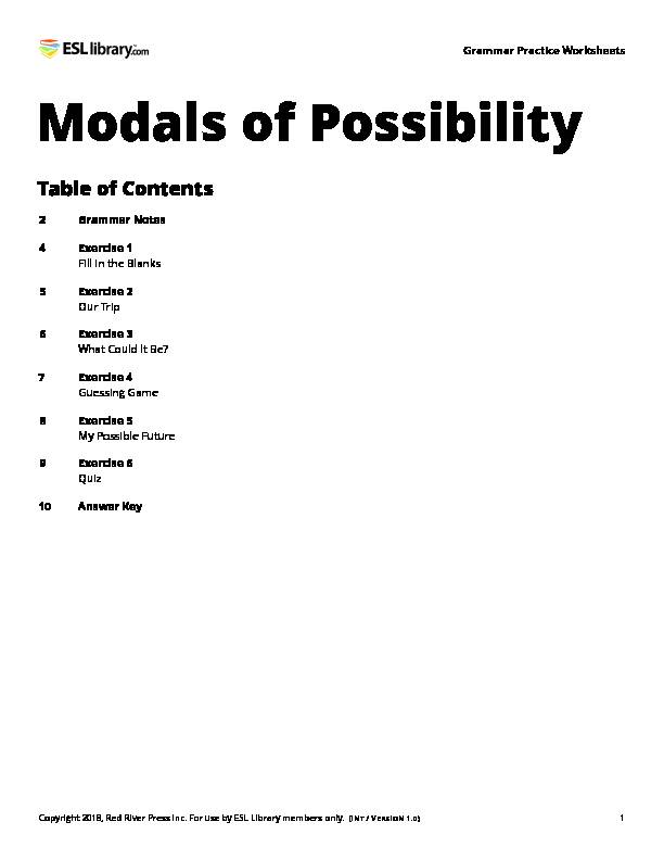 Modals of Possibility – Grammar Practice Worksheets – ESL Library