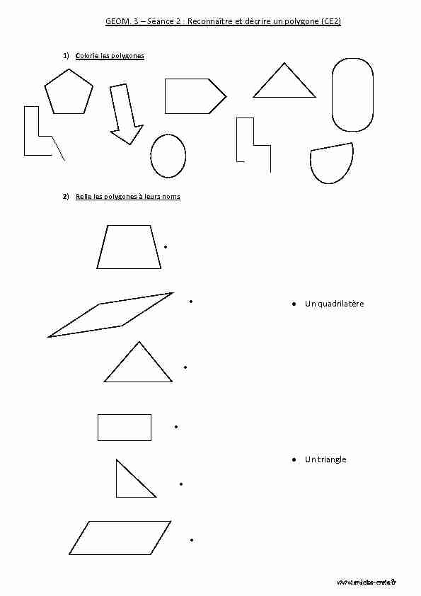 GEOM. 3 – Séance 2 : Reconnaître et décrire un polygone (CE2