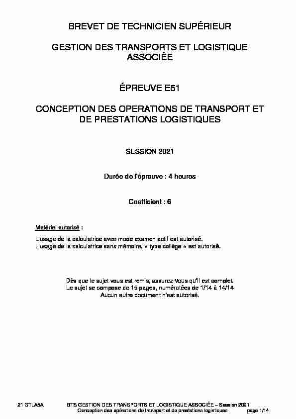 [PDF] gestion des transports et logistique associée épreuve e51
