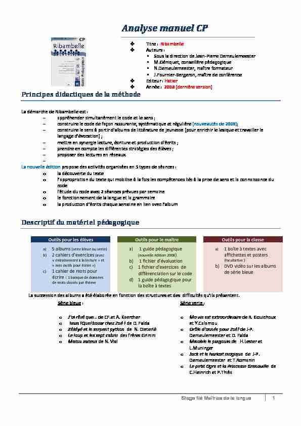 [PDF] Analyse manuel CP - I Profs