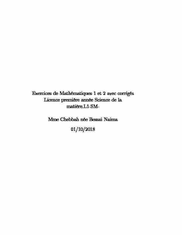 [PDF] Exercices de Mathématiques 1 et 2 avec corrigés Licence première