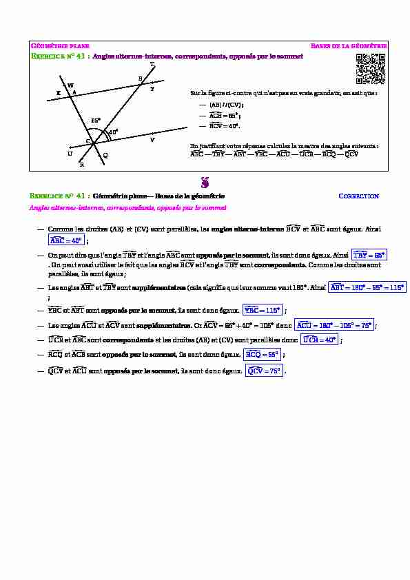 [PDF] Angles alternes-internes correspondants opposés par le sommet