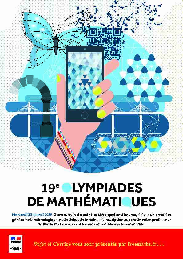 [PDF] Sujet et Corrigé, Olympiades Nationales de Maths 2019 - Freemaths