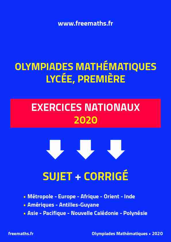 Olympiades Nationales de Maths 2020 : Sujet   Corrigé