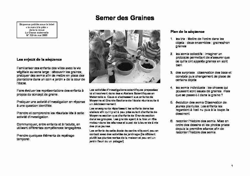 [PDF] Semer des Graines - Fondation La main à la pâte