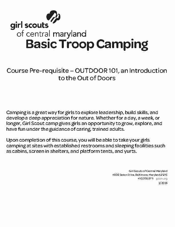 [PDF] Basic Troop Camping - Girl Scouts of Central Maryland
