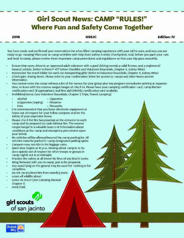[PDF] Girl Scout News: CAMP “RULES!”
