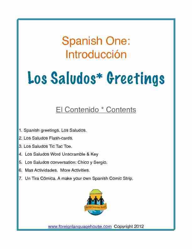 [PDF] Los Saludos* Greetings  Spanish One