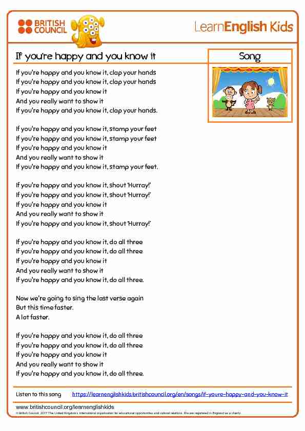 [PDF] songs-if-youre-happy-and-you-know-it-lyricspdf - LearnEnglish Kids