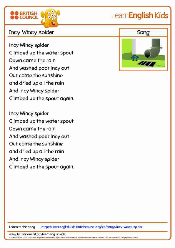 [PDF] Incy Wincy spider Song  LearnEnglish Kids