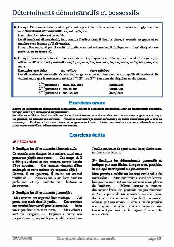 Searches related to les déterminants démonstratifs PDF
