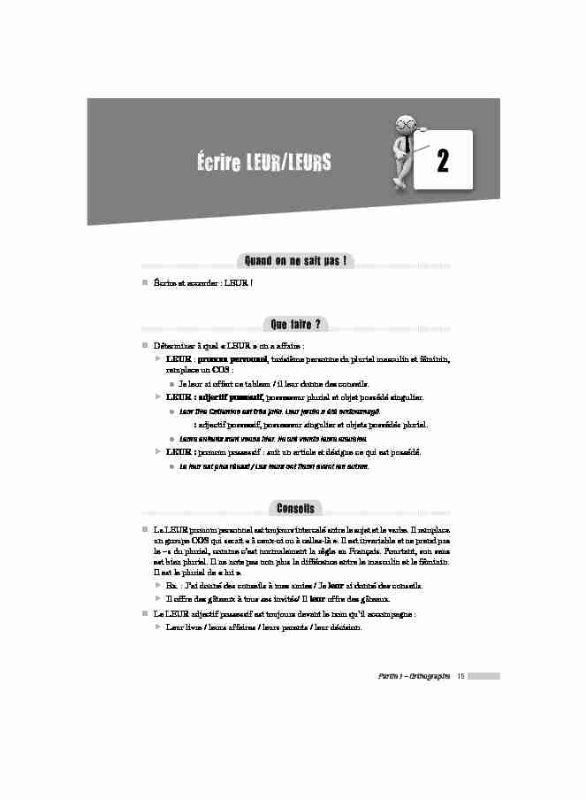 [PDF] Écrire LEUR/LEURS