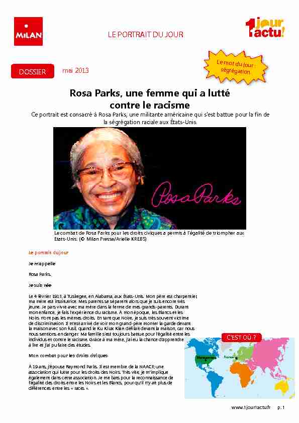 Rosa Parks une femme qui a lutté contre le racisme