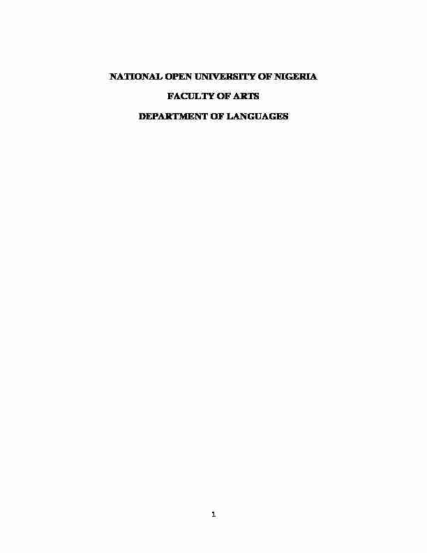 NATIONAL OPEN UNIVERSITY OF NIGERIA FACULTY OF ARTS