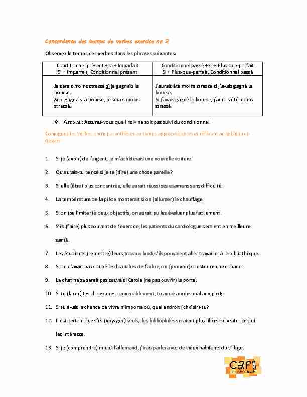 [PDF] Concordance des temps de verbes exercice no 2