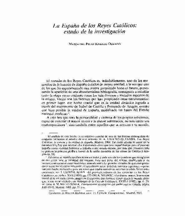[PDF] La España de los Reyes Católicos: estado de la investigación