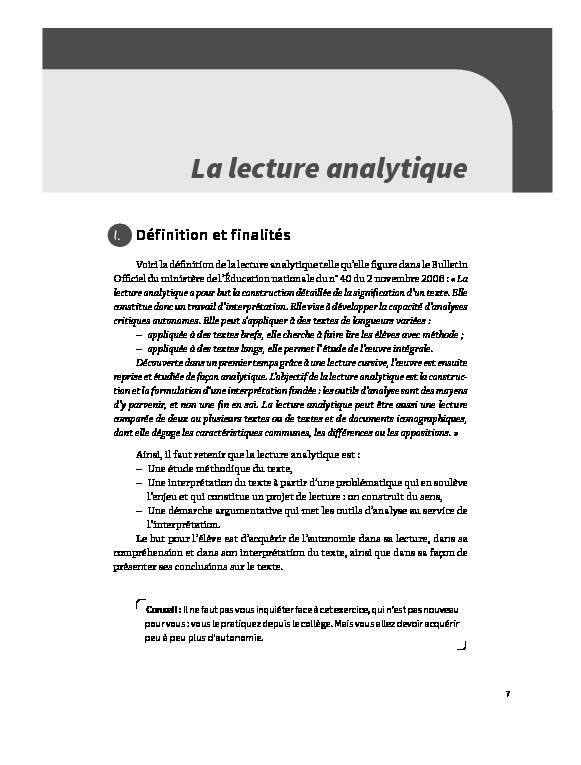 [PDF] La lecture analytique