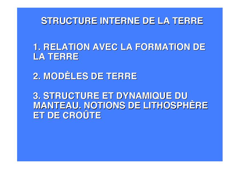 [PDF] STRUCTURE INTERNE DE LA TERRE 1 RELATION AVEC LA
