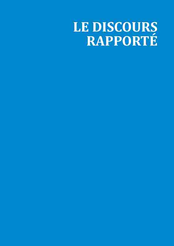 [PDF] LE DISCOURS RAPPORTÉ