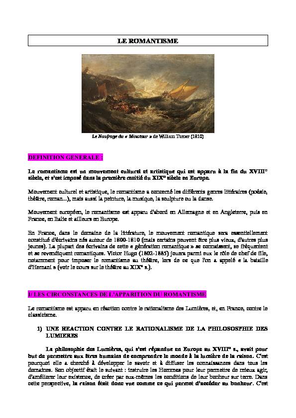 [PDF] LE ROMANTISME - Lycée dAdultes