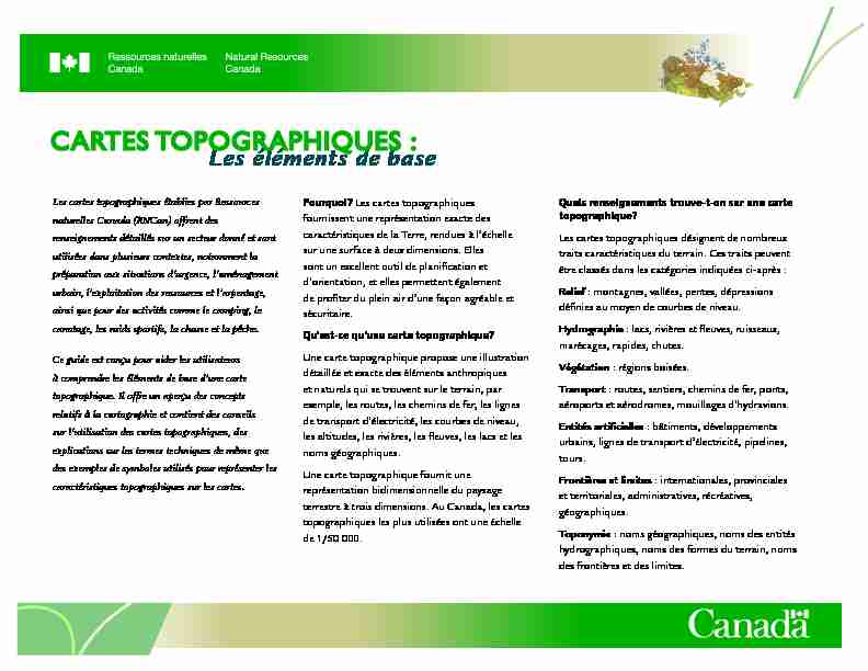 [PDF] Cartes topographiques - Ressources naturelles Canada