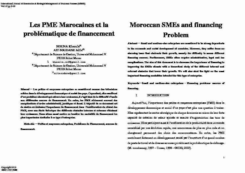 Les PME Marocaines et la problématique de financement Moroccan