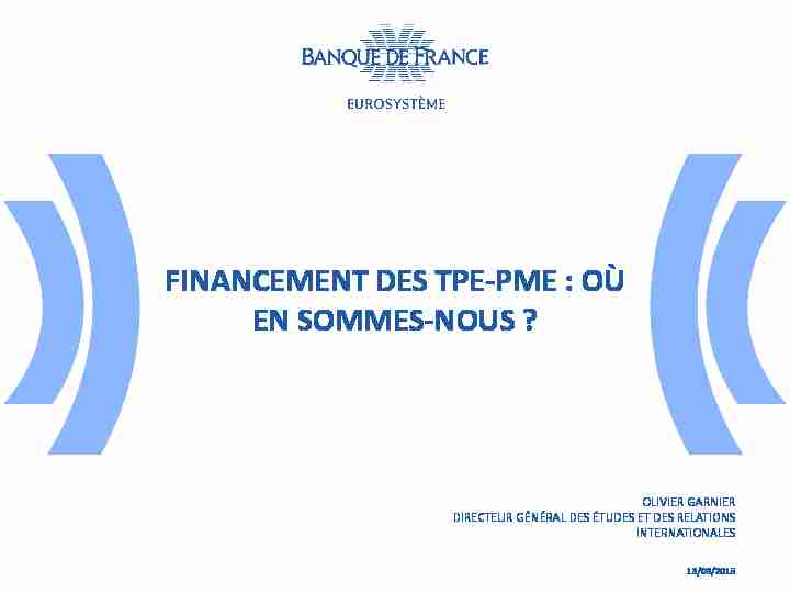 [PDF] financement des tpe-pme - Banque de France