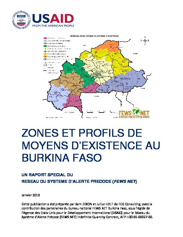 ZONES ET PROFILS DE MOYENS DEXISTENCE AU BURKINA FASO